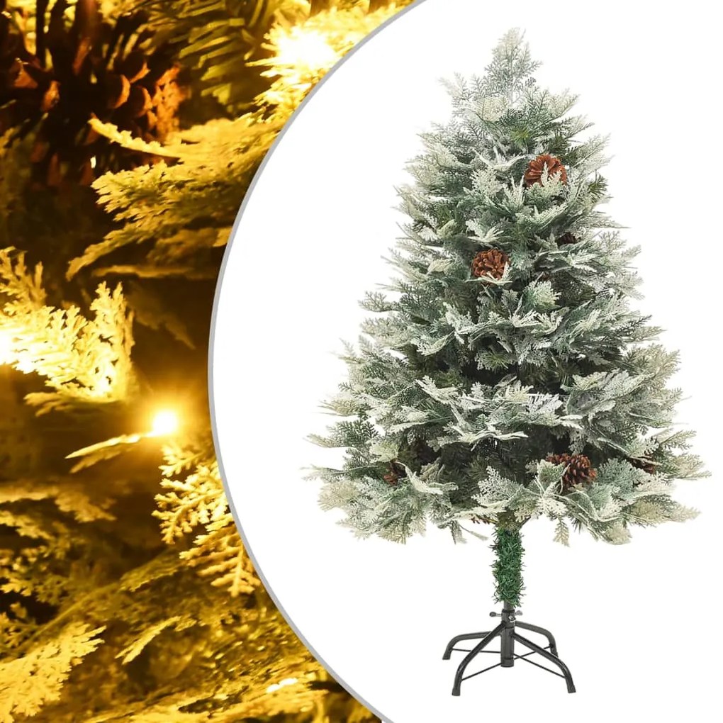 Árvore de Natal com pinhas pré-iluminada 120 cm PVC e PE verde