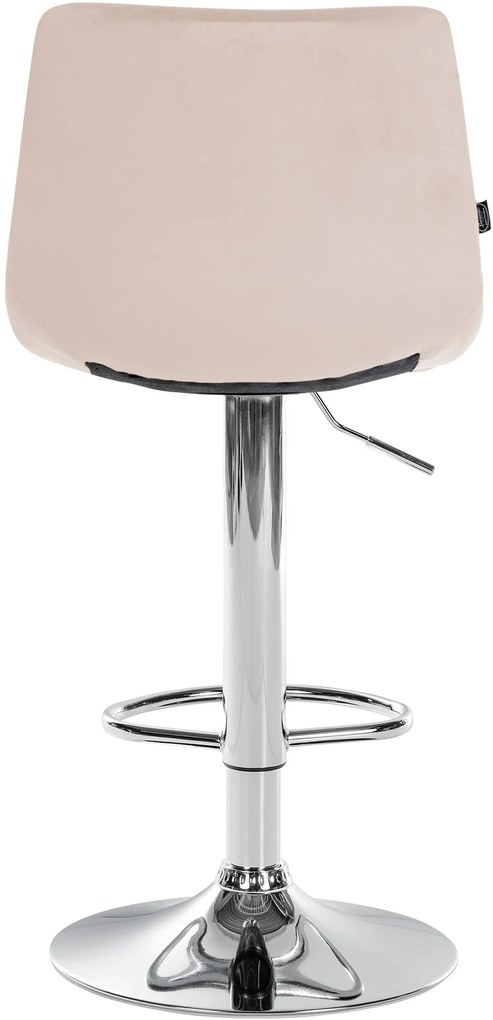 Banco de bar Jerry em veludo com estrutura cromada 87-108,5 x 43 x 46,5 cm Bege