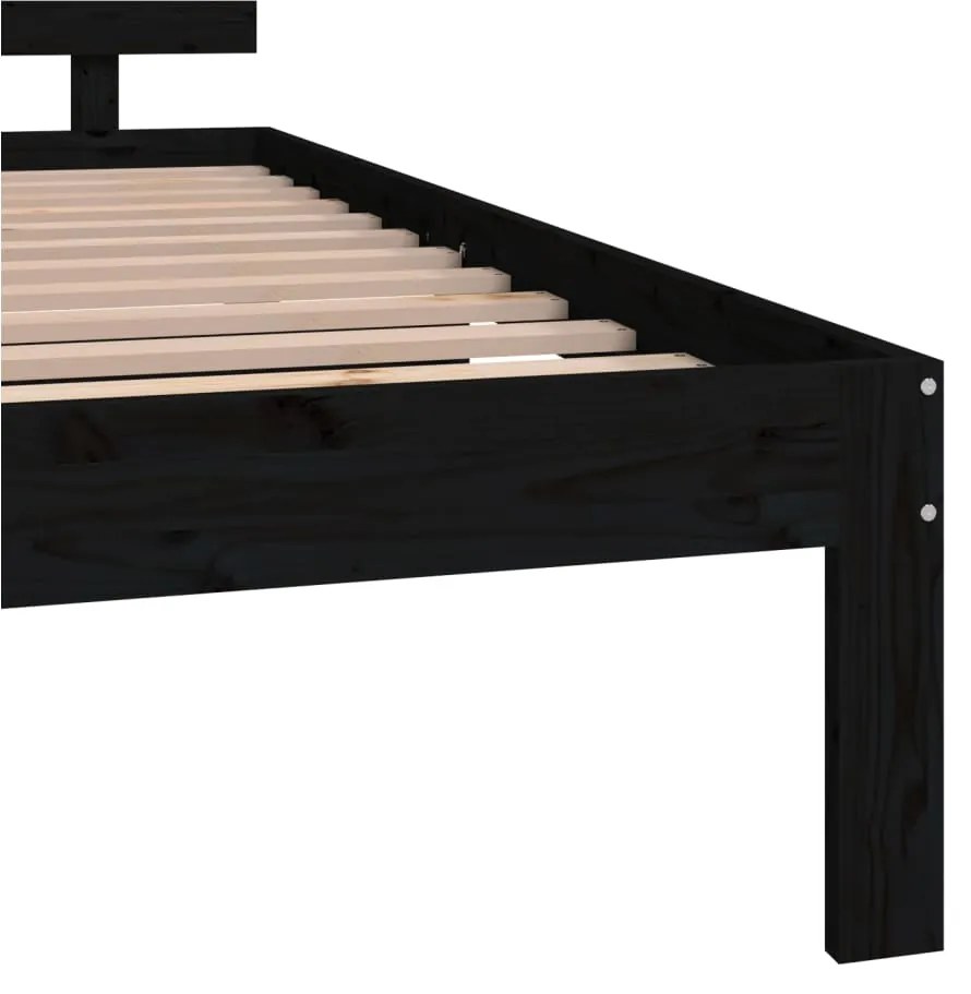 Estrutura de cama king 150x200 cm madeira maciça preto