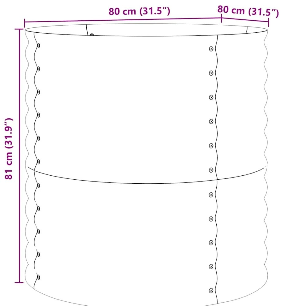 Cama Elevada de Jardim Marrom com Aparência de Madeira 80x80x81 cm Aço
