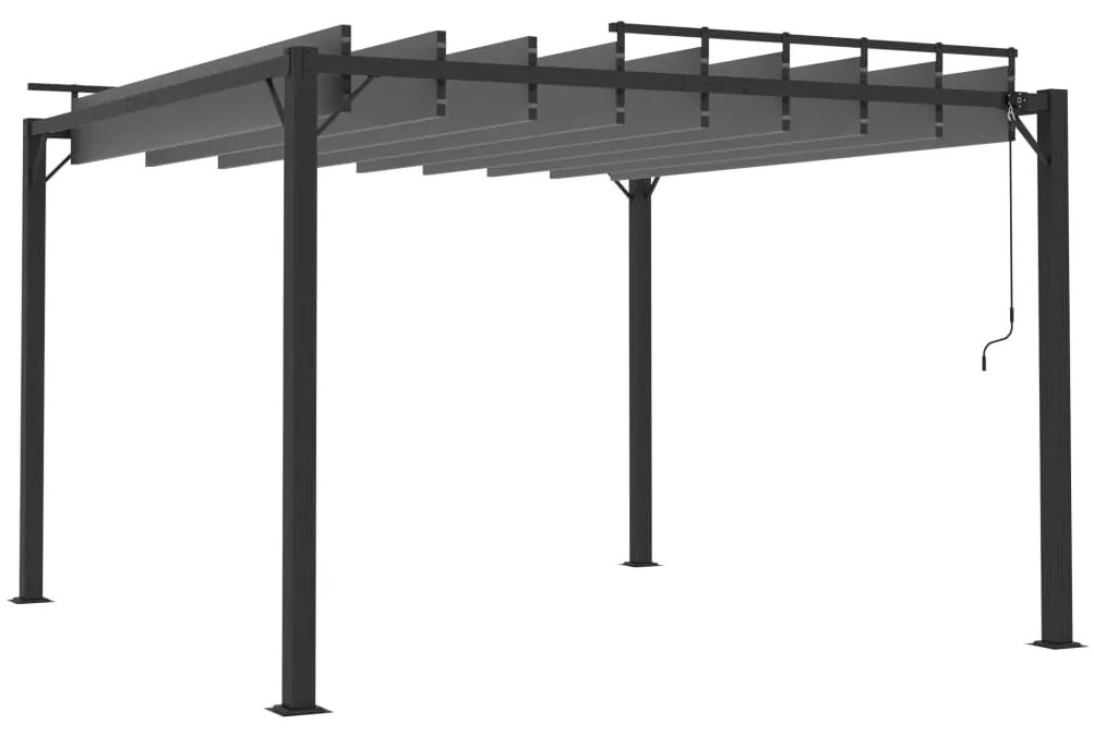 Gazebo c/ telhado de persiana 3x3 m tecido antracite e alumínio