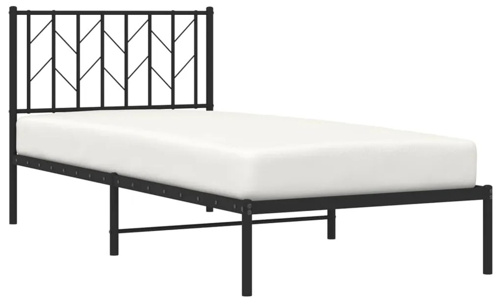 Estrutura de cama com cabeceira 90x200 cm metal preto