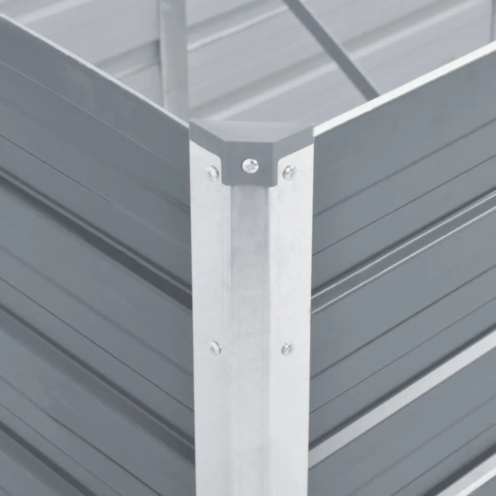 Canteiro elevado jardim aço galvanizado 600x80x45 cm cinzento