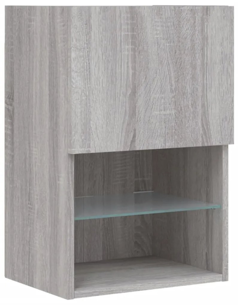 Móvel de TV com luzes LED 40,5x30x60 cm cinzento sonoma