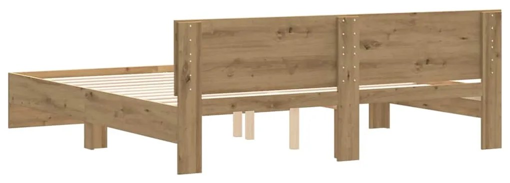 Cama com cabeceira de carvalho artesanal – 180 x 200 cm, feita de made