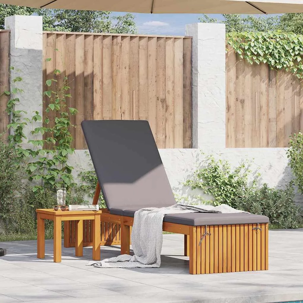 vidaXL Espreguiçadeira com almofada Óleo Natural 200 x 55 x 94 cm