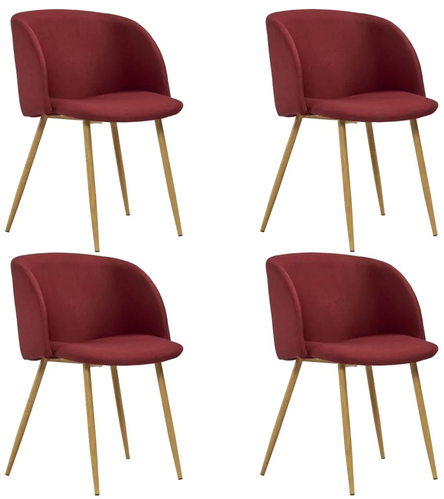 vidaXL Cadeiras de jantar 4 pcs tecido vermelho tinto