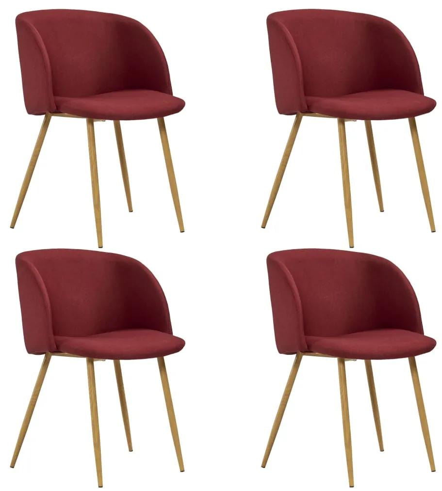 278710 vidaXL Cadeiras de jantar 4 pcs tecido vermelho tinto