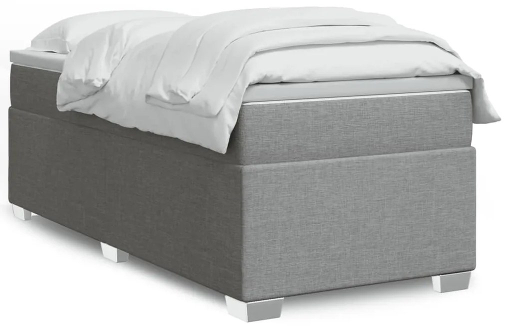 Cama com molas/colchão 90x190 cm tecido cinzento-claro