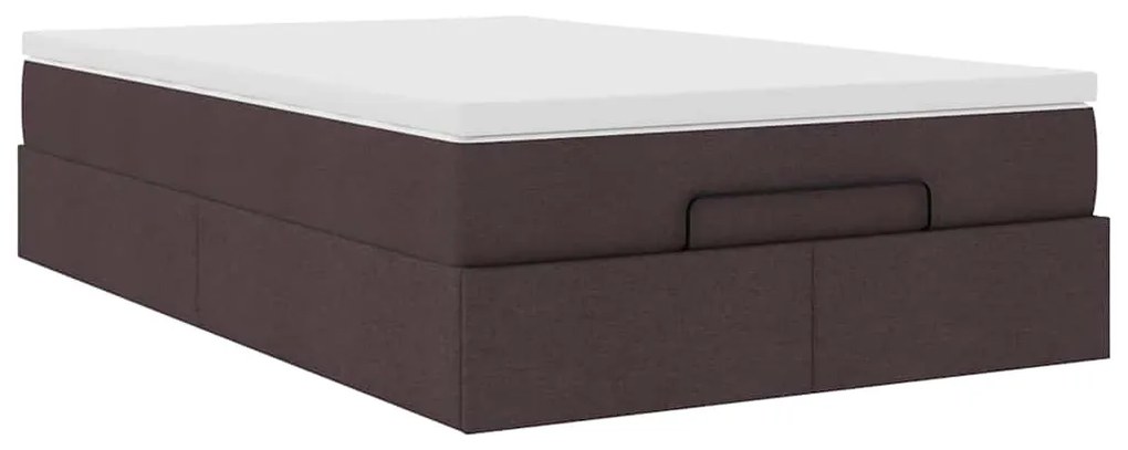 Estrutura cama otomana colchão 120x200cm tecido castanho escuro