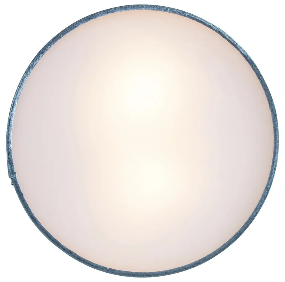 Candeeiro de teto moderno azul 30 cm com interior dourado - Drum Moderno