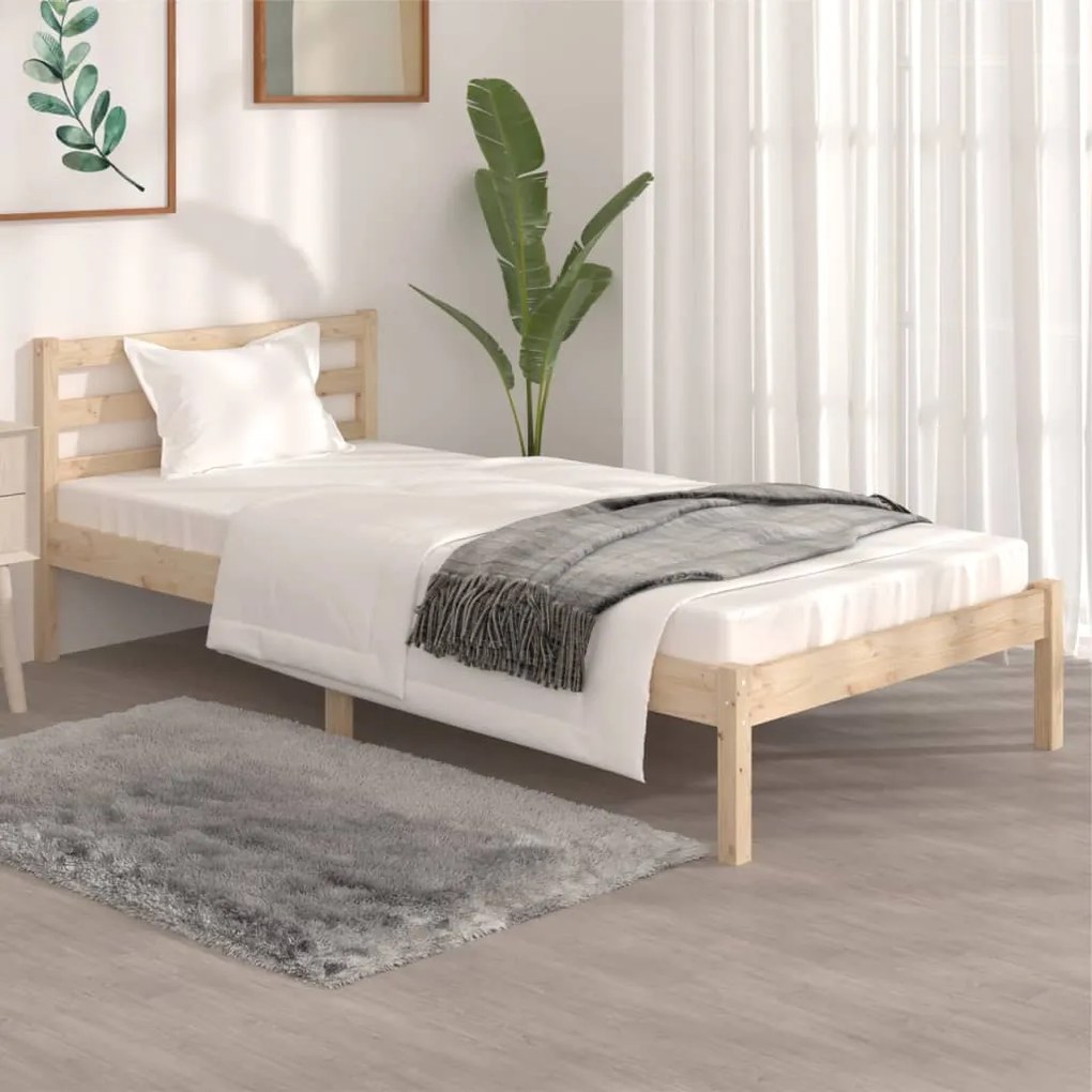 810395 vidaXL Estrutura de cama solteiro 90x190 cm pinho maciço