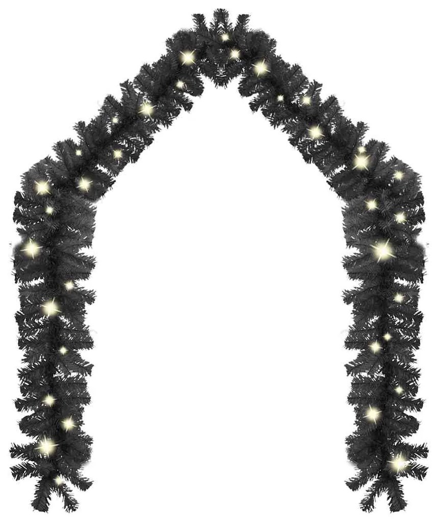Grinalda de Natal com luzes LED 10 m preto