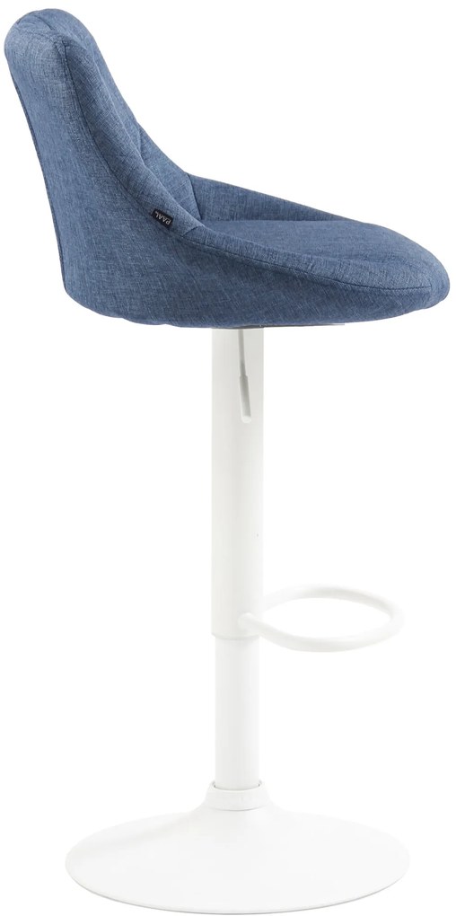 Banco de bar Lazio em tecido e com estrutura branca 46 x 83-104 x 49 cm Azul