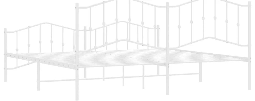Estrutura de cama com cabeceira e pés 193x203 cm metal branco