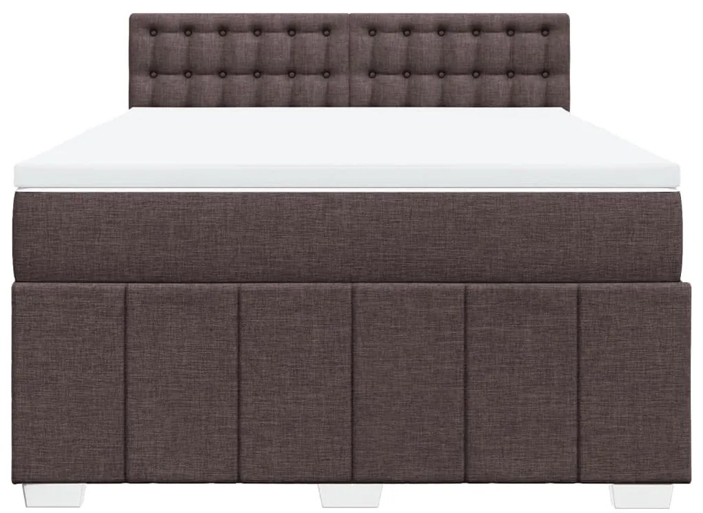 Cama com molas/colchão 160x200 cm tecido castanho-escuro