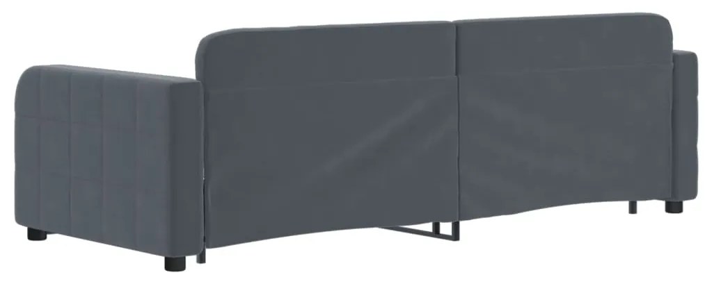 Sofá-cama c/ gavetão e gavetas 80x200 cm veludo cinzento-escuro