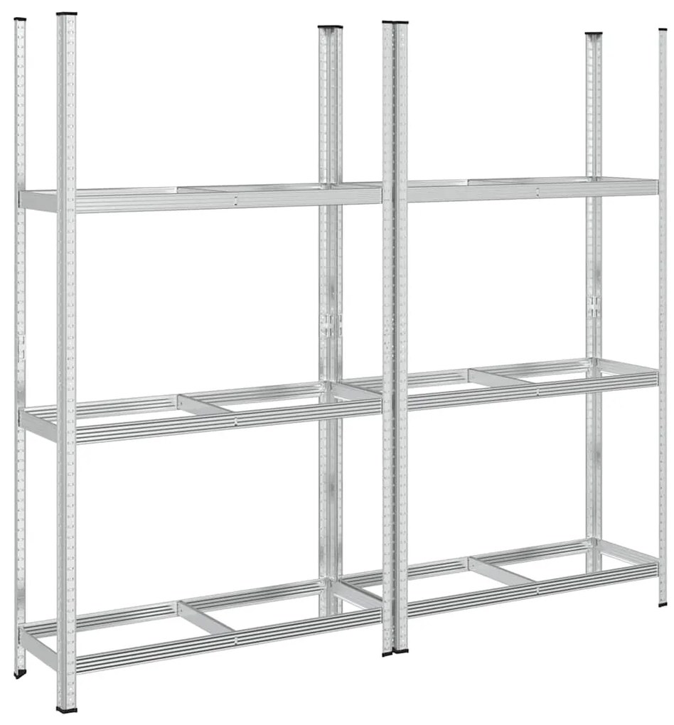 Prateleiras pneus de 3 camadas 2 unid 110x40x200cm aço prateado