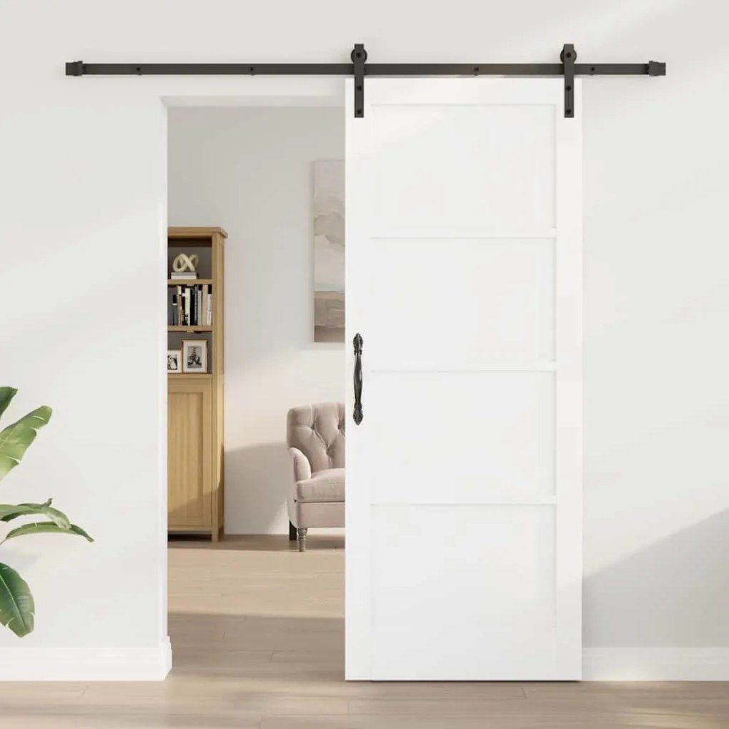 Porta Deslizante vidaXL com Conjunto de Ferragens Branca 83x211 cm Mad