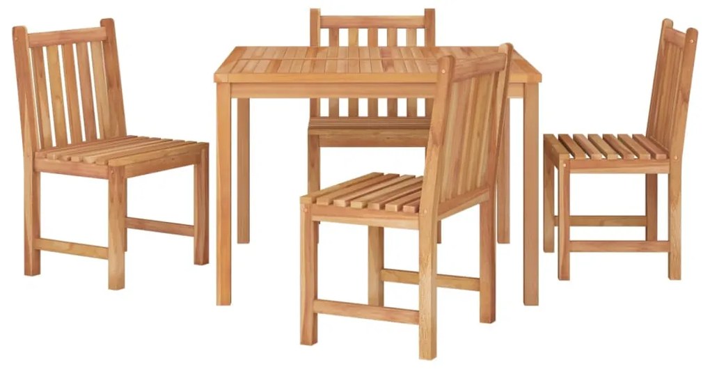5 pcs conjunto de jantar p/ jardim madeira de teca maciça