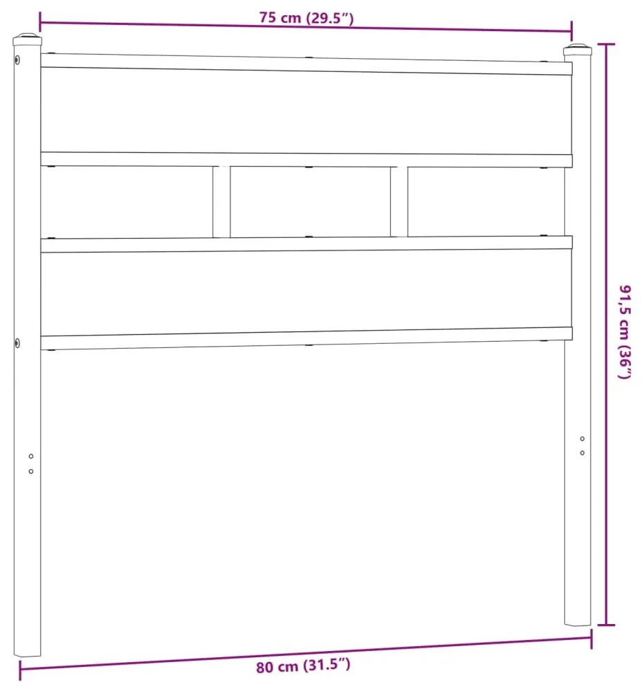 Cabeceira de cama 75 cm derivados madeira/ferro carvalho fumado