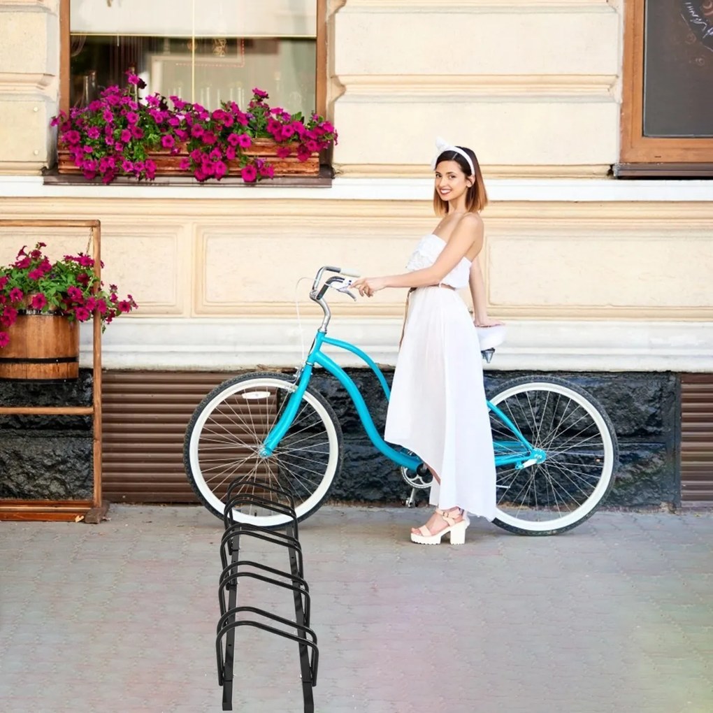 Suporte de Bicicleta para 5 Bicicletas para Casa Jardim Garagem Parque 150 x 32,5 x 26 cm Preto