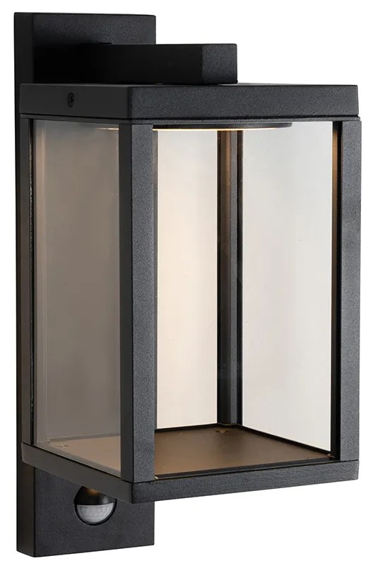 Candeeiro de parede exterior preto com sensor de movimento LED - Ferdinand Moderno