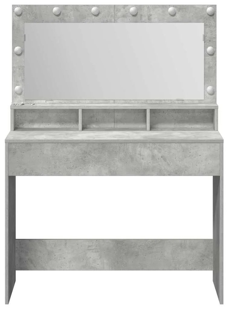 Mesa de Maquilhagem com Luzes LED Cinza Concreto 100x41x135 cm