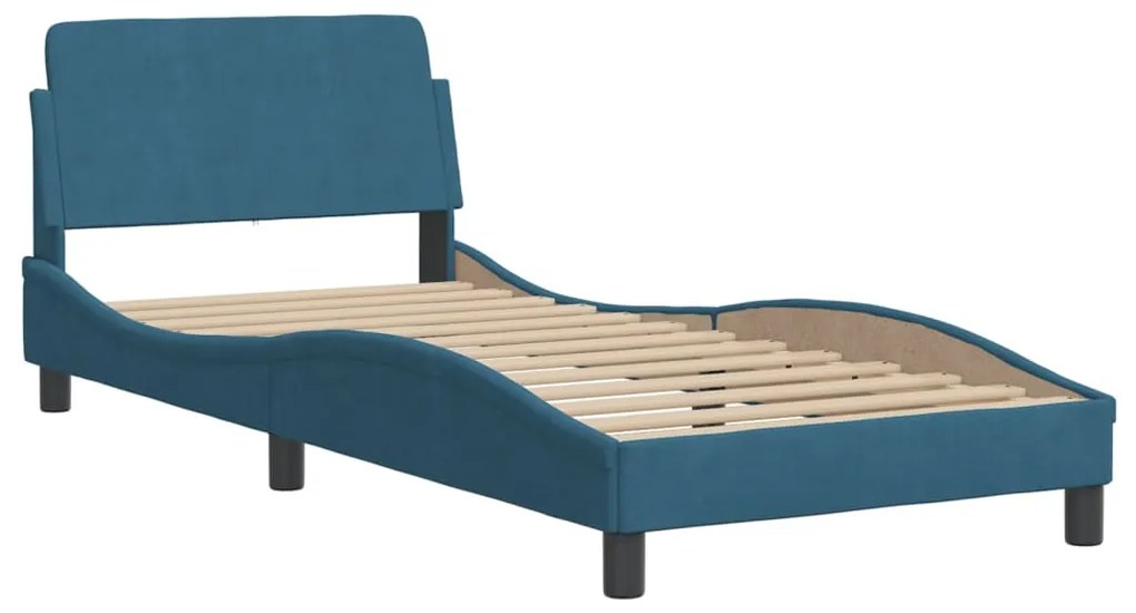 Cama com colchão 90x190 cm veludo azul