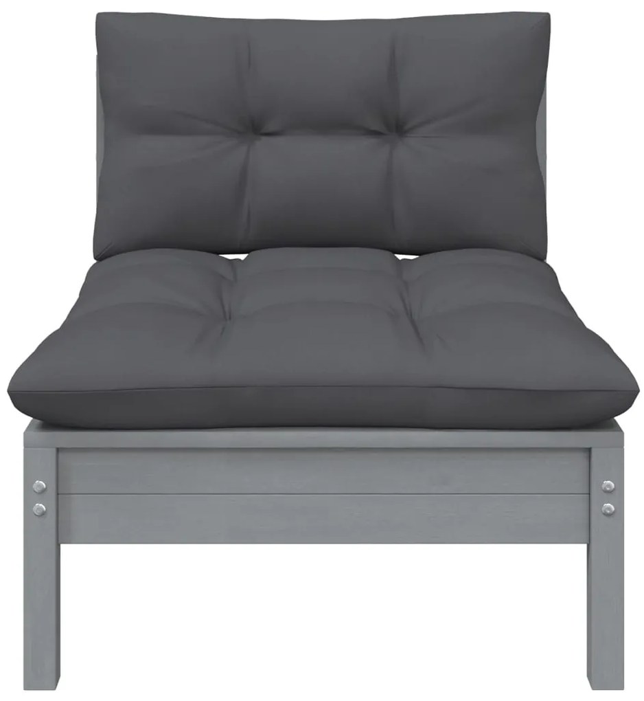 7 pcs conjunto lounge de jardim c/ almofadões pinho maciço