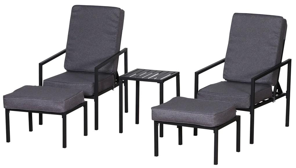 Conjunto de móveis de terraço 2 cadeiras 1 mesa e 2 apoios para pés