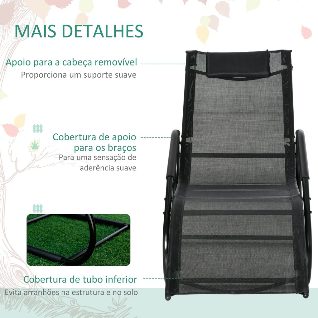 Outsunny Conjunto de 2 Espreguiçadeiras de Jardim Ergonómicas com Apoi