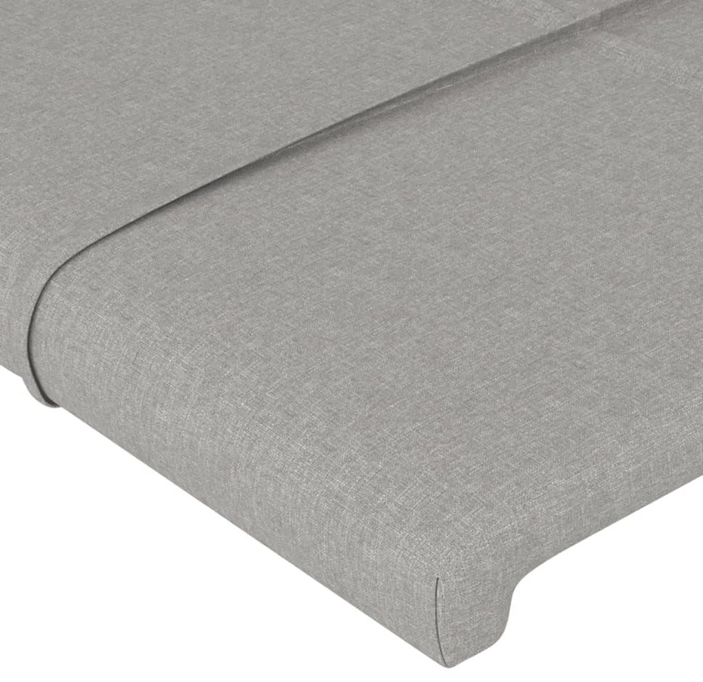 Cabeceira cama c/ luzes LED tecido 203x16x118/128cm cinza-claro