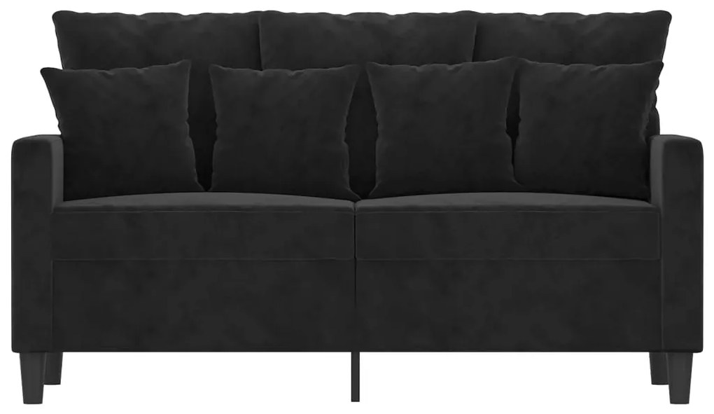 Sofá de 2 lugares veludo 120 cm preto