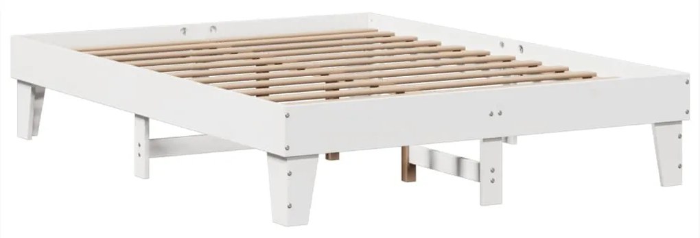 Cama sem colchão 140x190 cm madeira de pinho maciça branco