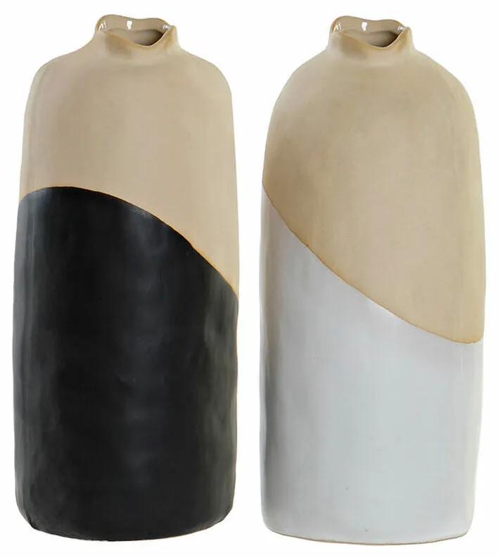 Vaso DKD Home Decor Branco Preto Grés (2 pcs) (13 x 12 x 27.5 cm)