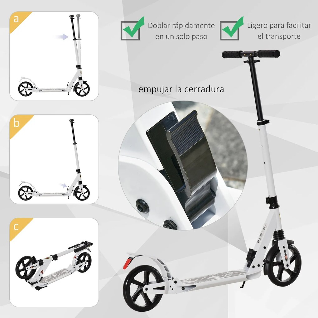 HOMCOM Trotinete dobrável altura ajustável e guiador para adultos e cr