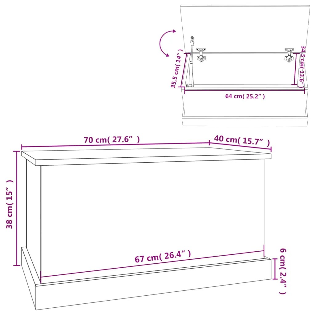 Caixa de arrumação 70x40x38 cm derivados madeira cinza cimento