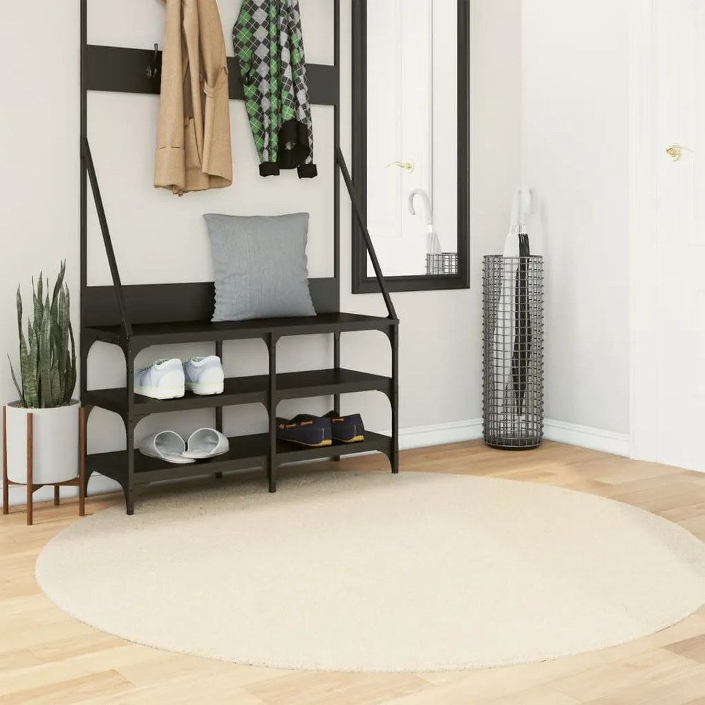 vidaXL Tapete pelo curto macio e lavável HUARTE Ø 160 cm cor creme