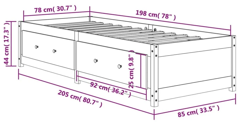 Sofá-cama 80x200 cm madeira de pinho maciça castanho cera