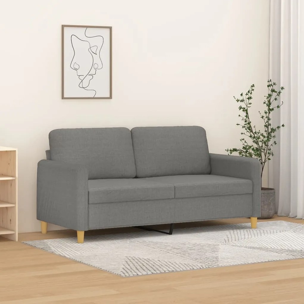 349090 vidaXL Sofá de 2 lugares em tecido 140 cm cinzento-escuro