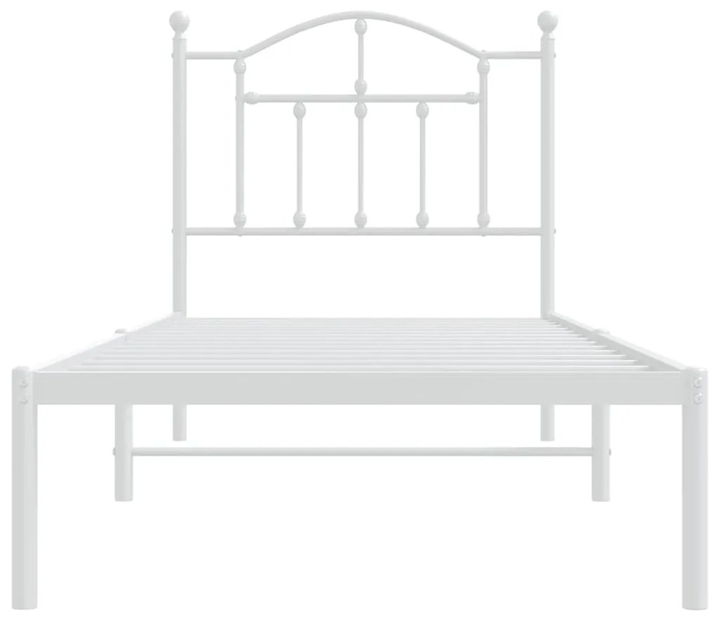 Estrutura de cama com cabeceira 90x190 cm metal branco