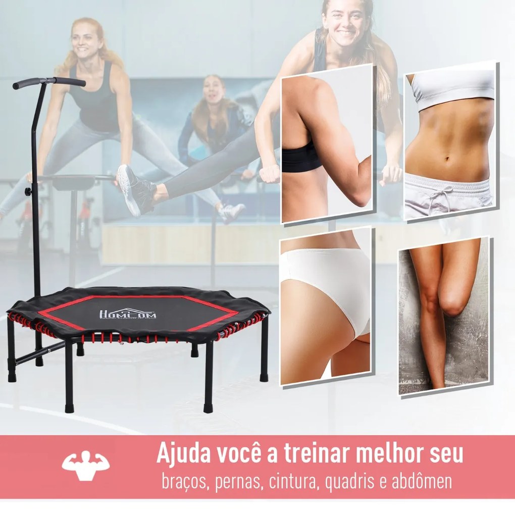 Φ122x 122/130/138cm Trampolim hexagonal Ginásio Guiador ajustável Vermelho