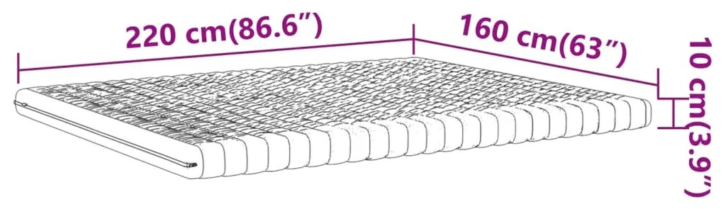 Colchão de espuma 160x220 cm 7 zonas dureza 20 ILD branco