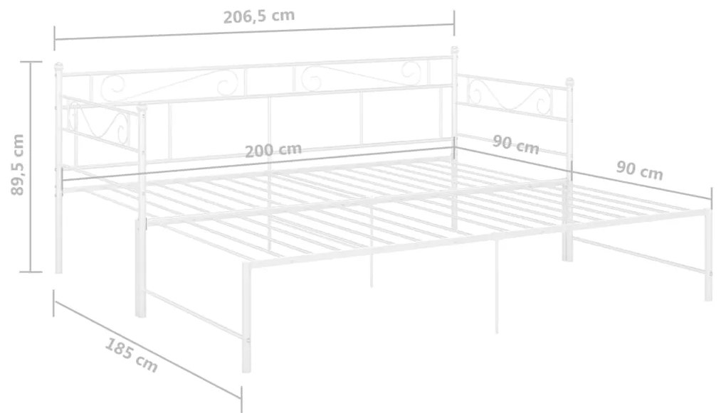 Estrutura sofá-cama de puxar 90x200 cm metal branco