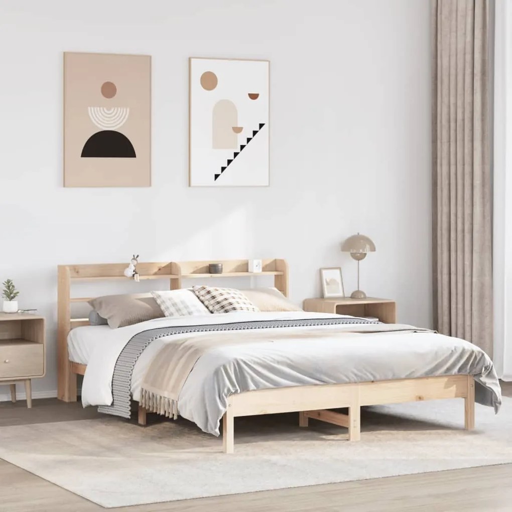 vidaXL Cama sem colchão 160x200 cm madeira de pinho maciça