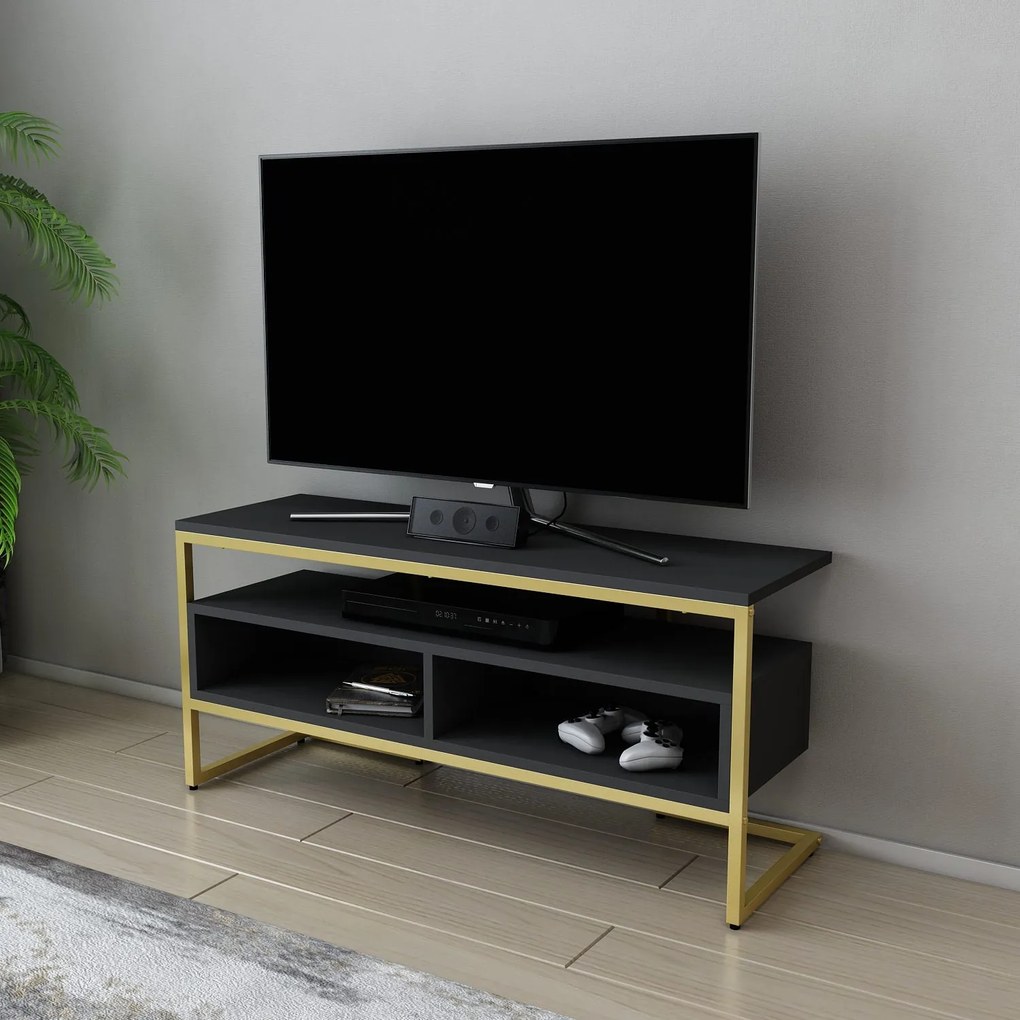 Móvel TV Stand Merrion – Ouro e Antracite – 110 x 35 x 49,9 cm