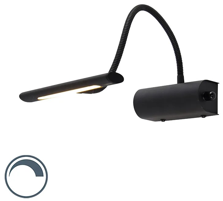 Candeeiro de parede design preto 18,5 cm com LED e dimmer - Tableau Moderno