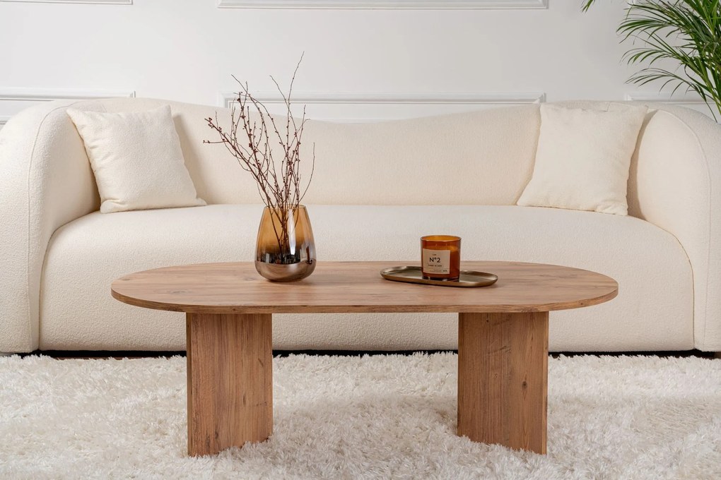 Mesa de Centro "Sable" – Pinho Atlântico, 105x65x40 cm, Design Acolhed