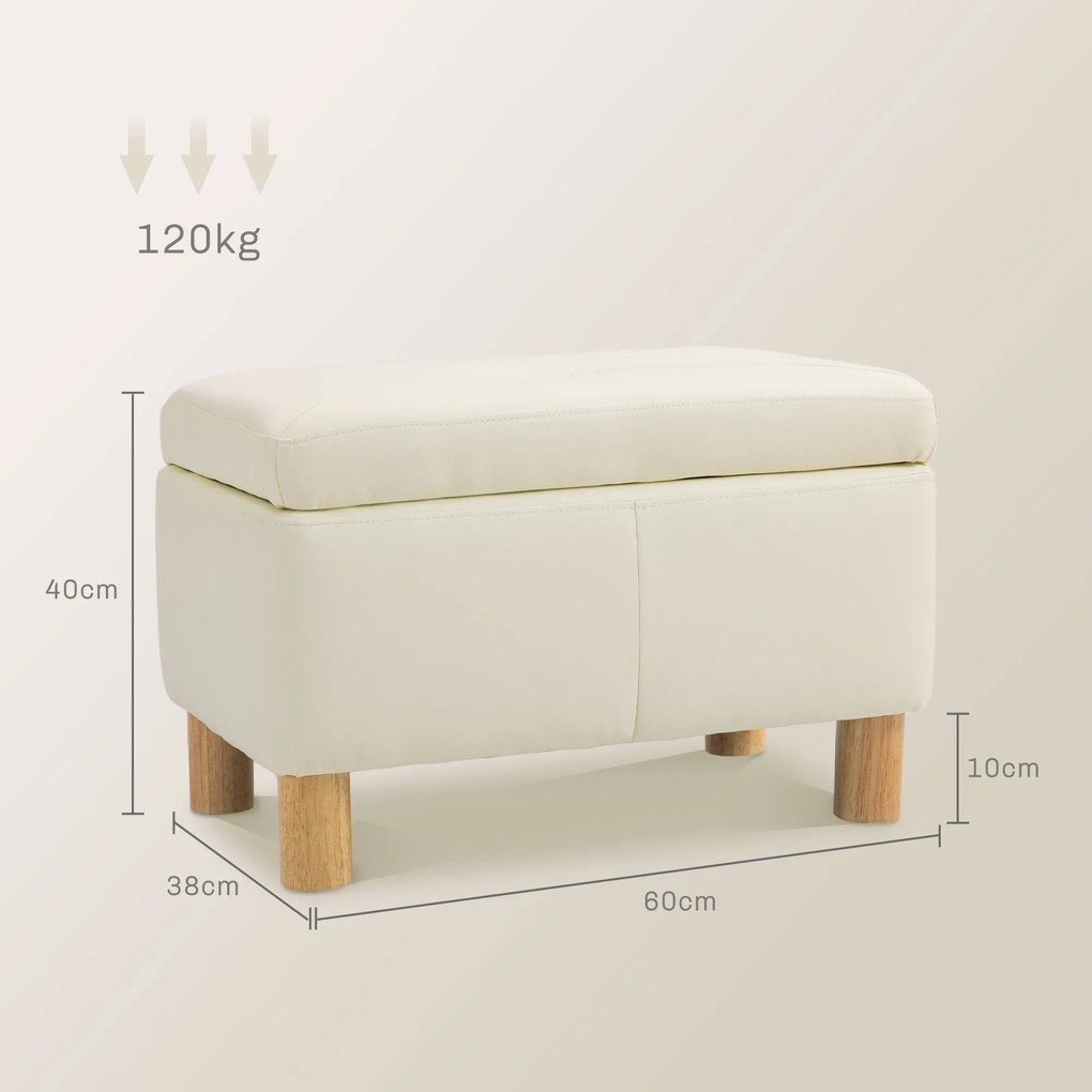 Baú Puff de Armazenamento "Lykke" – 33L – Estofado em Couro PU – 60x38